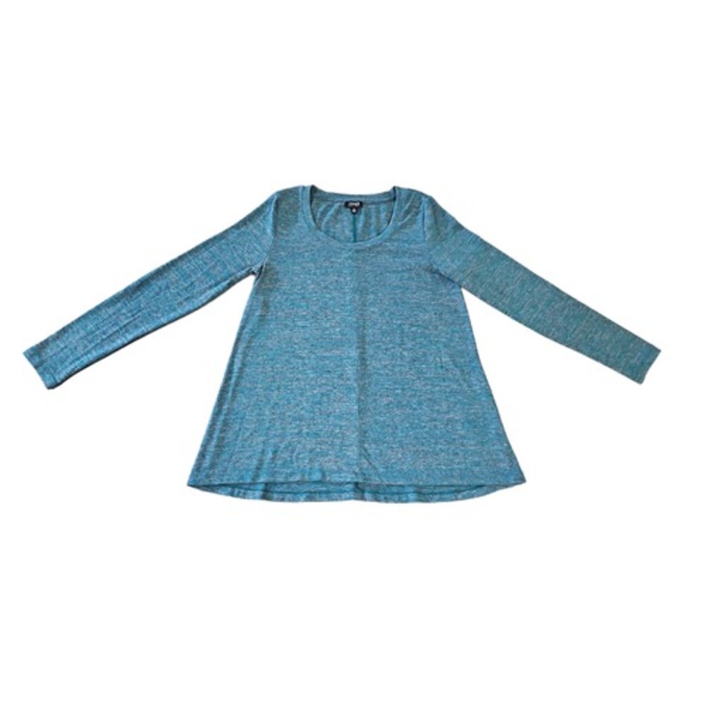 Jones New York Top Womens M Teal Space Dye Scoop Neck Long Sleeve‎ A-Line Knit